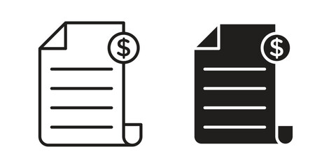 File invoice icons of black colored in various styles