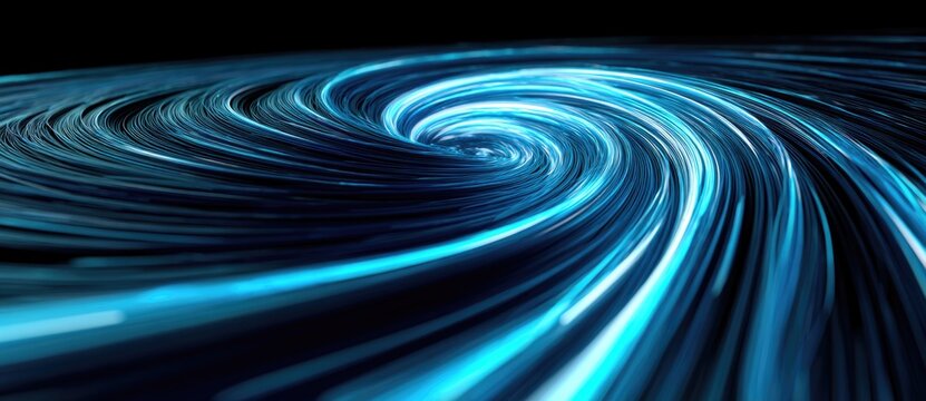 Swirling blue light patterns in a dynamic motion