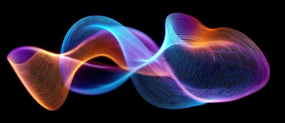 Colorful light waves flowing in a dark background