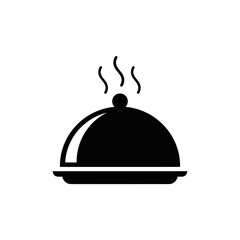 Obraz premium Silhouette of a cloche over a dish, minimalist style, food presentation, black and white, concept