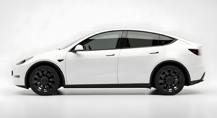Fototapeta premium White car isolated on transparent background