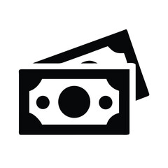 Paper money cash note silhouette vector icon on white background