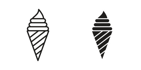 Ice cream icons of black colored in various styles