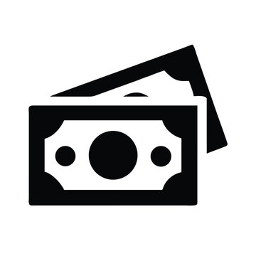 Paper money cash note silhouette vector icon on white background