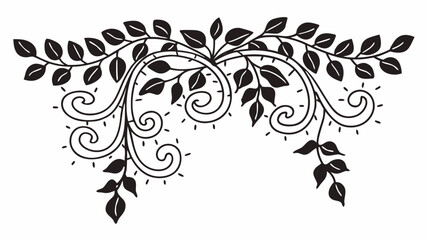 Vector floral swirl with neon leaves and glowing vines.