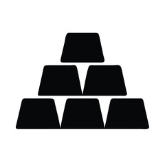 Stack of gold bars silhouette vector icon on white background