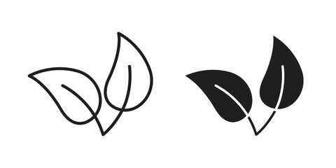 Leaf icons of black colored in various styles