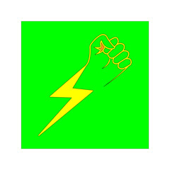 power-fist-lightning-icon Black outline icon of a raised fist combined with a lightning bolt, symbolizing strength, energy, power, determination, resistance, motivation, and impactful action.