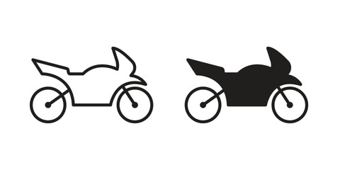 Motorcycle icons of black colored in various styles