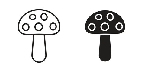 Mushroom icons of black colored in various styles