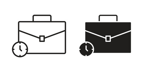 Office time icons of black colored in various styles