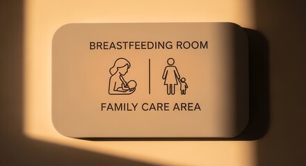 Breastfeeding Room And Family Care Area Signage Illuminated By Natural Sunlight