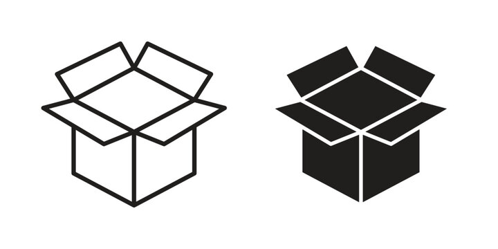 Open box icons of black colored in various styles