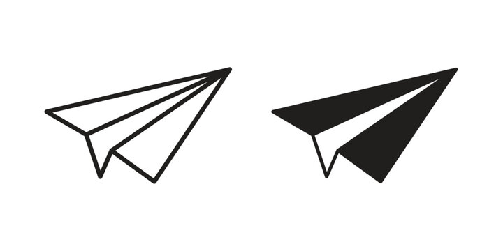 Paper plane icons of black colored in various styles