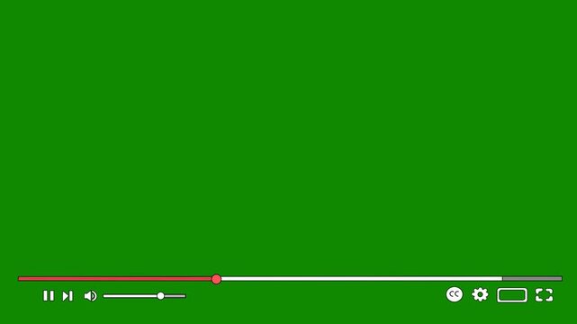 Video player control bar interface overlay on green screen