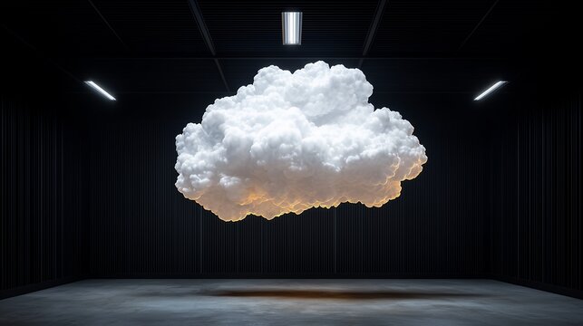 Glowing White Cloud in Dark Industrial Setting