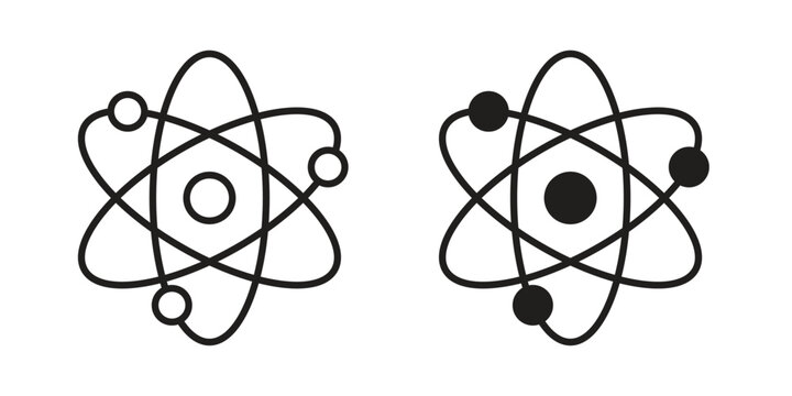 Physics icons of black colored in various styles