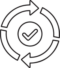 Circular process with checkmark icon successful workflow completion symbol