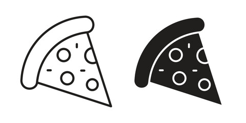 Pizza slice icons of black colored in various styles