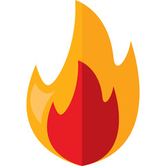 Illustration Of A Stylized Fire With Orange Yellow And Red Flames Against A Transparent Background With Flat Design Elements