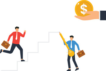 Businessman drawing ladder creative solution bridging gap creating opportunity career growth problem solving ambition strategy success concept
