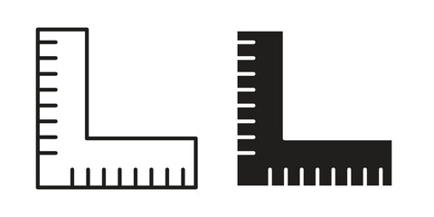 Ruler combined icons of black colored in various styles