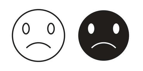 Sad icons of black colored in various styles