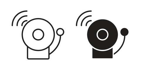 School bell icons of black colored in various styles