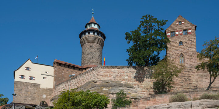Kaiserburg castle with Sinwellturm and F�nfeckturm towers in Nuremberg