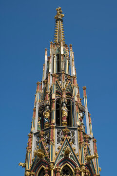 Sch�ner Brunnen Gothic monument at central market in Nuremberg