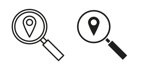 Search Location icons of black colored in various styles