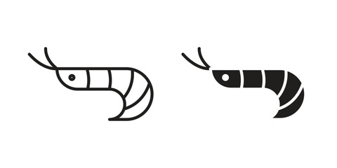 Shrimp icons of black colored in various styles