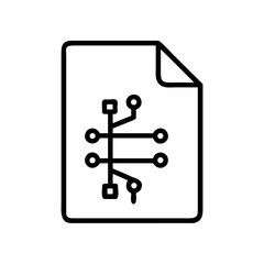 Schematic diagram on a document with circles squares and lines representing a circuit design layout view