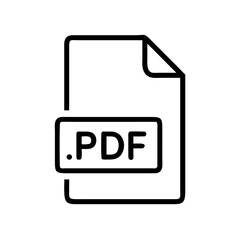 Illustration of a pdf file icon with a folded corner and the letters pdf in a rectangular box shape