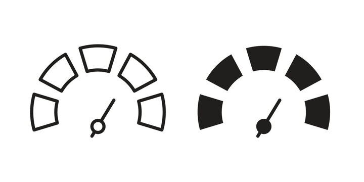 Tachometer icons of black colored in various styles