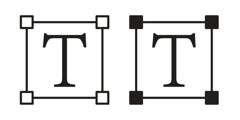 Text icons of black colored in various styles