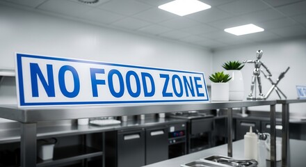 Clear Signage in Professional Kitchen Denoting a Restricted Food Area
