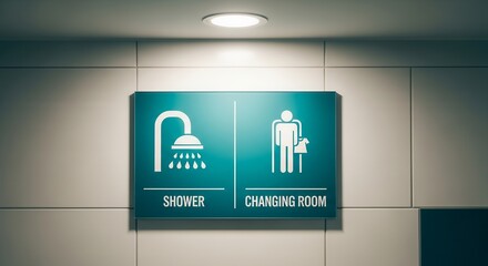 Clear Signage Indicating Shower And Changing Room Facilities In A Contemporary Setting