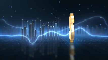 Digital Finance Growth Golden Dollar Symbols on High-Tech Background with Investment Charts - Powered by Adobe
