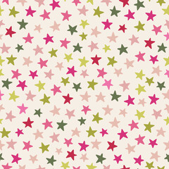 Colorful vector seamless pattern with stars for party, birthday, christmas wrapping paper and decoration.