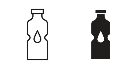 Water bottle icons of black colored in various styles