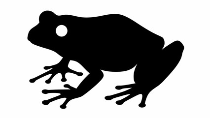 Silhouette of a frog with detailed feet and legs, showcasing its amphibian form and distinctive eye spot
