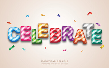 Colorful Celebrate With Falling Confetti  3D editable text style effect