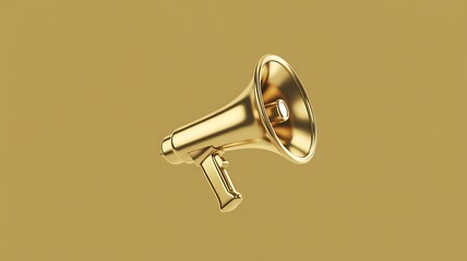 Vintage Brass Megaphone Photorealistic Render on Minimalist Background