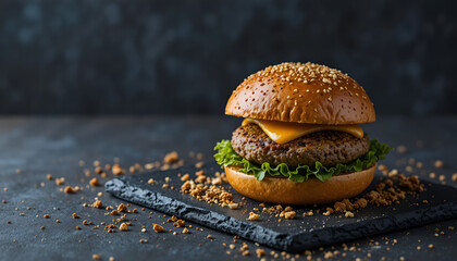Burger with Dramatic Lighting