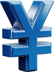 Obraz premium 3D blue Chinese yuan symbol representing currency and finance