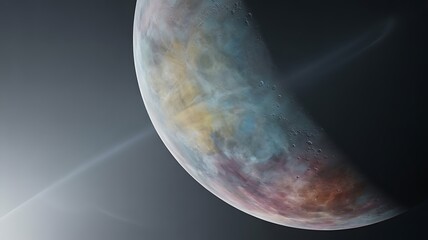 Textured Pastel Planet in Space with Ethereal Glow Close-Up