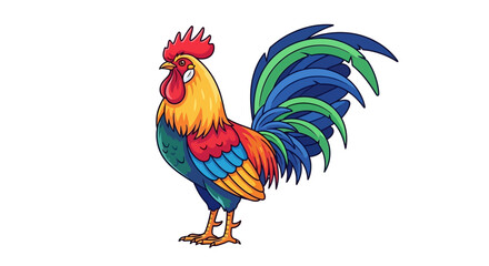 Colorful Rooster Illustration on White Background