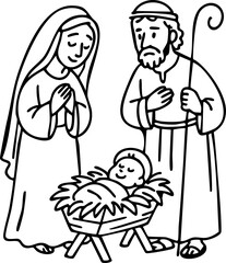 Hand drawn nativity scene