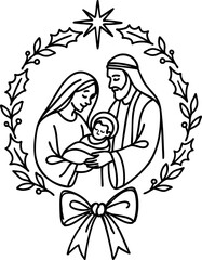 Hand drawn nativity scene